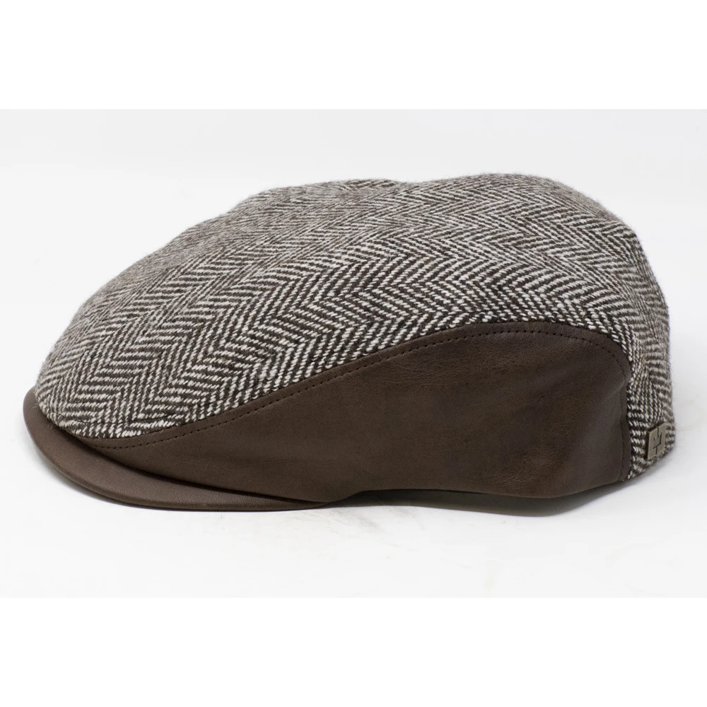 Crown Cap Lambswool Plaid Ivy Leather Cap - Image 4