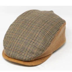 Crown Cap Lambswool Plaid Ivy Leather Cap
