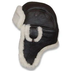 Crown Cap Leather Shearling Aviator Hat