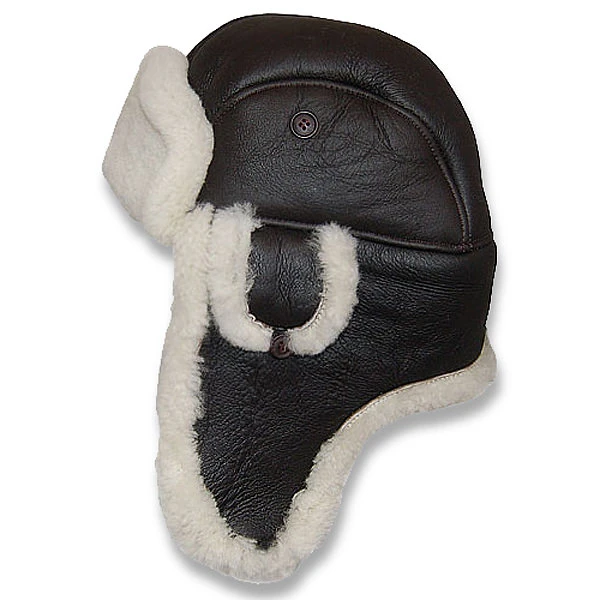 Crown Cap Leather Shearling Aviator Hat