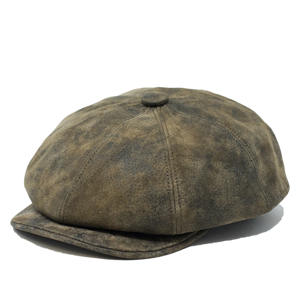 Stetson Edison Weathered Leather Newsboy Cap - Image 2